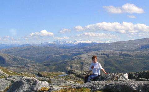 Oppe på veten,her med Okstindene i bakgrunnen.