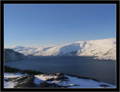 utsikt mot øya og Nordvika fra indre Bardal.